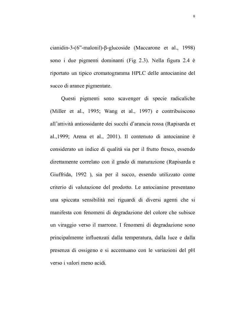 Anteprima della tesi: Recupero di antocianine da pulp wash di arance pigmentate mediante adsorbimento su resine, Pagina 9