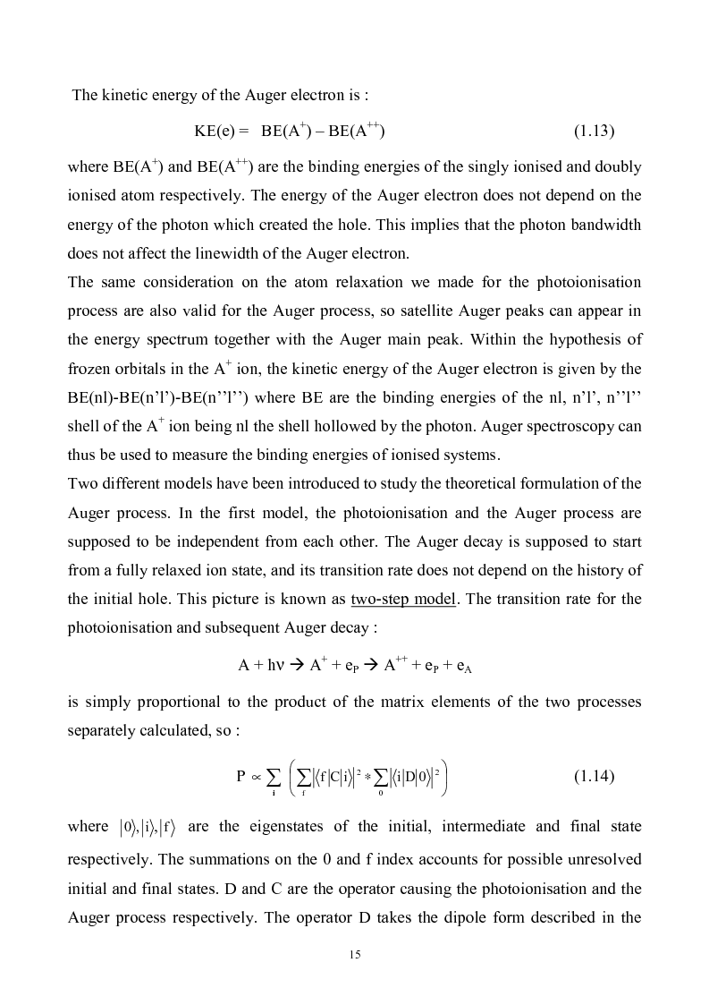Anteprima della tesi: Study of Electronic Correlation in Noble Gas Atoms by means of Two Electron Photoemission Spectroscopies, Pagina 15