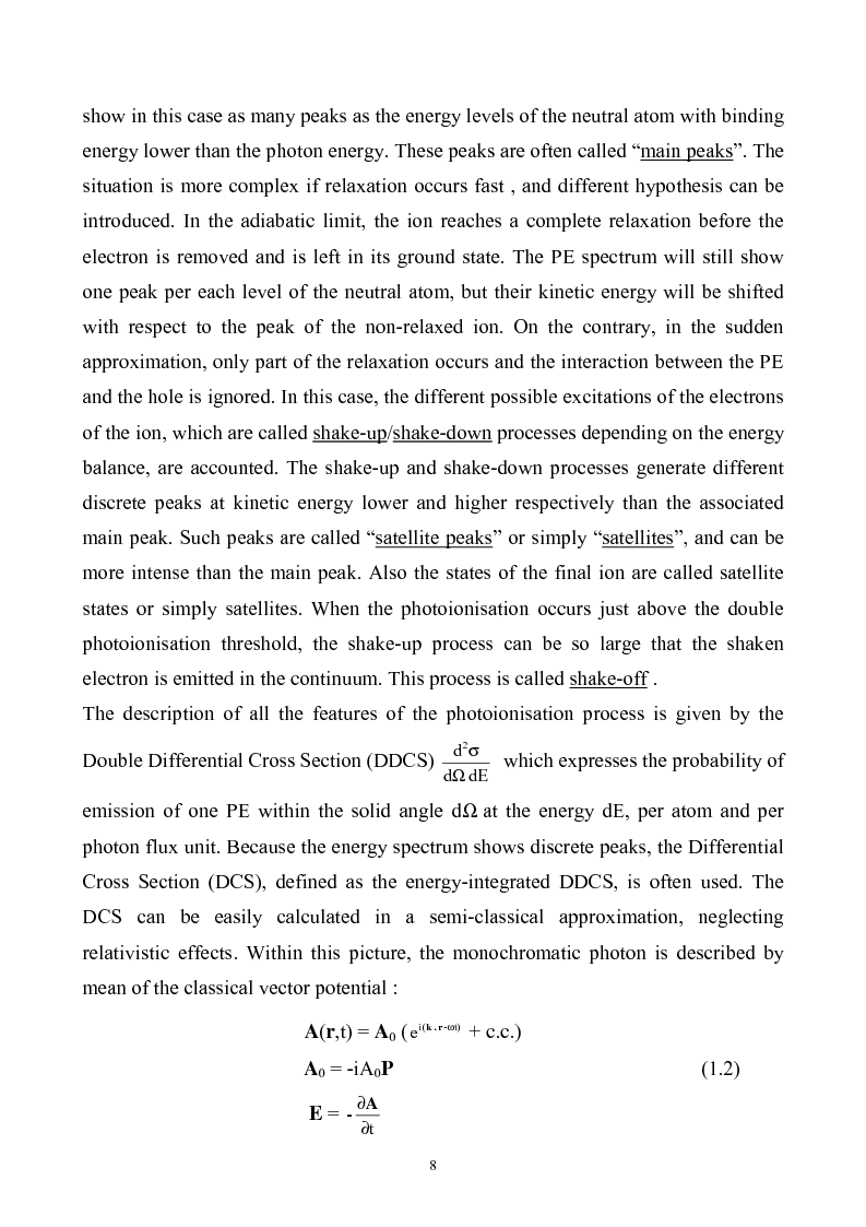Anteprima della tesi: Study of Electronic Correlation in Noble Gas Atoms by means of Two Electron Photoemission Spectroscopies, Pagina 8