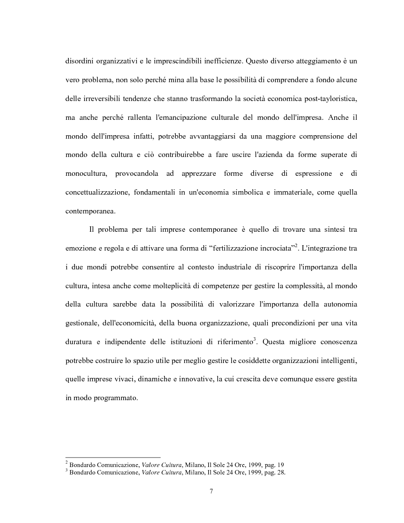 Anteprima della tesi: Le relazioni virtuose tra impresa & cultura: il caso Mandarina Duck, Pagina 7