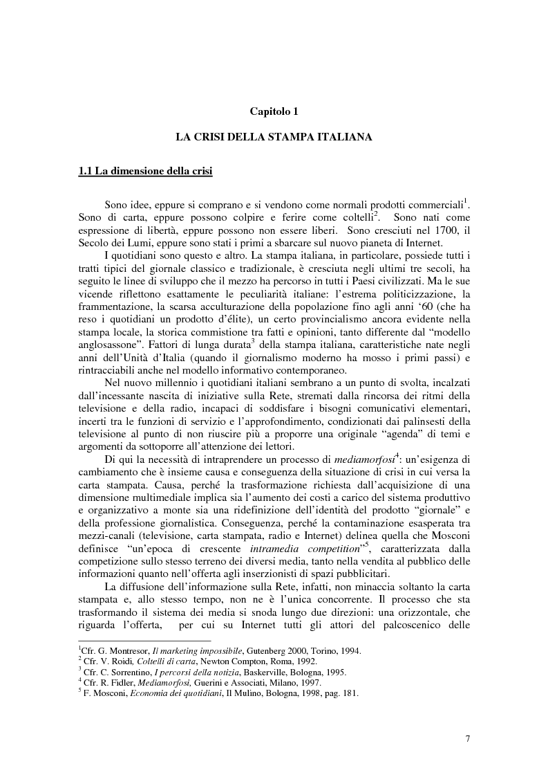 Anteprima della tesi: Manuale di sopravvivenza quotidiana. Giornali in Italia tra successo e insuccesso, Pagina 3