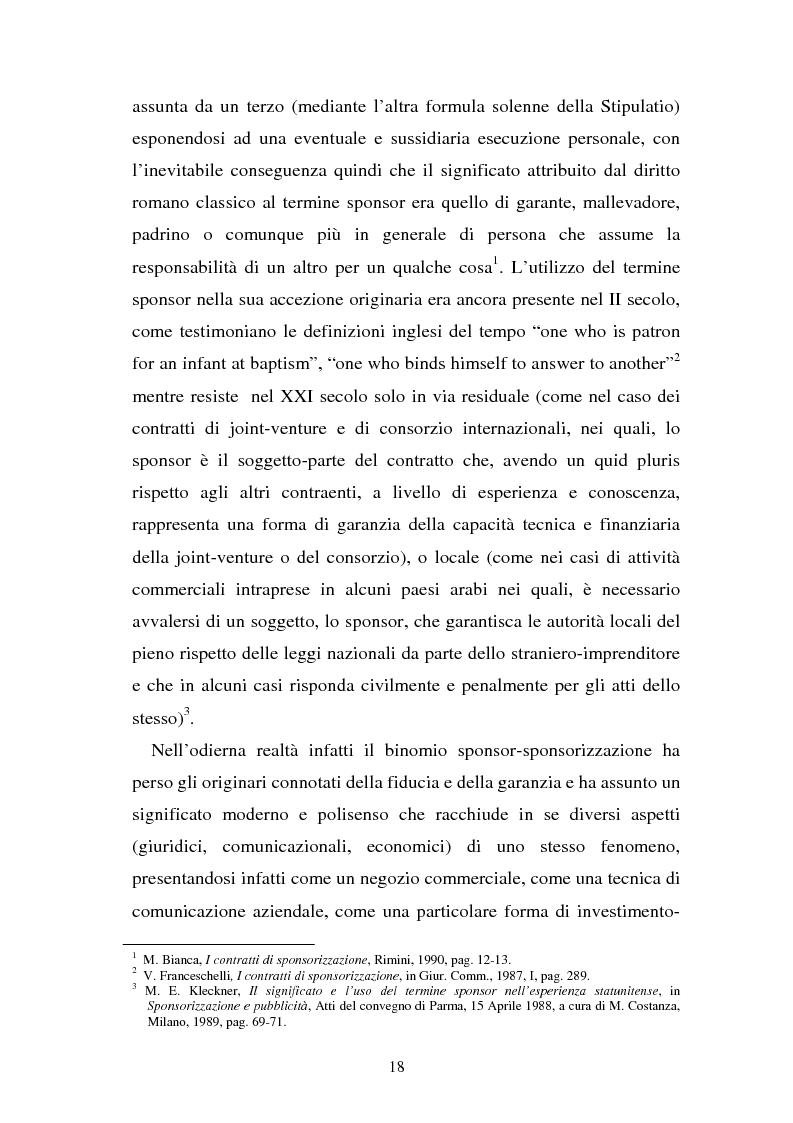 Anteprima della tesi: Sponsorizzazione e cessione d'immagine in ambito sportivo. Aspetti civilistici e profili di comparazione, Pagina 11