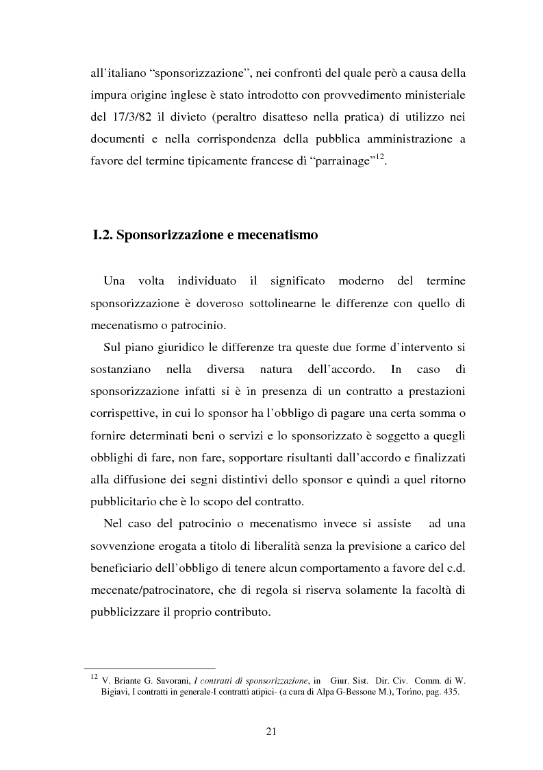 Anteprima della tesi: Sponsorizzazione e cessione d'immagine in ambito sportivo. Aspetti civilistici e profili di comparazione, Pagina 14