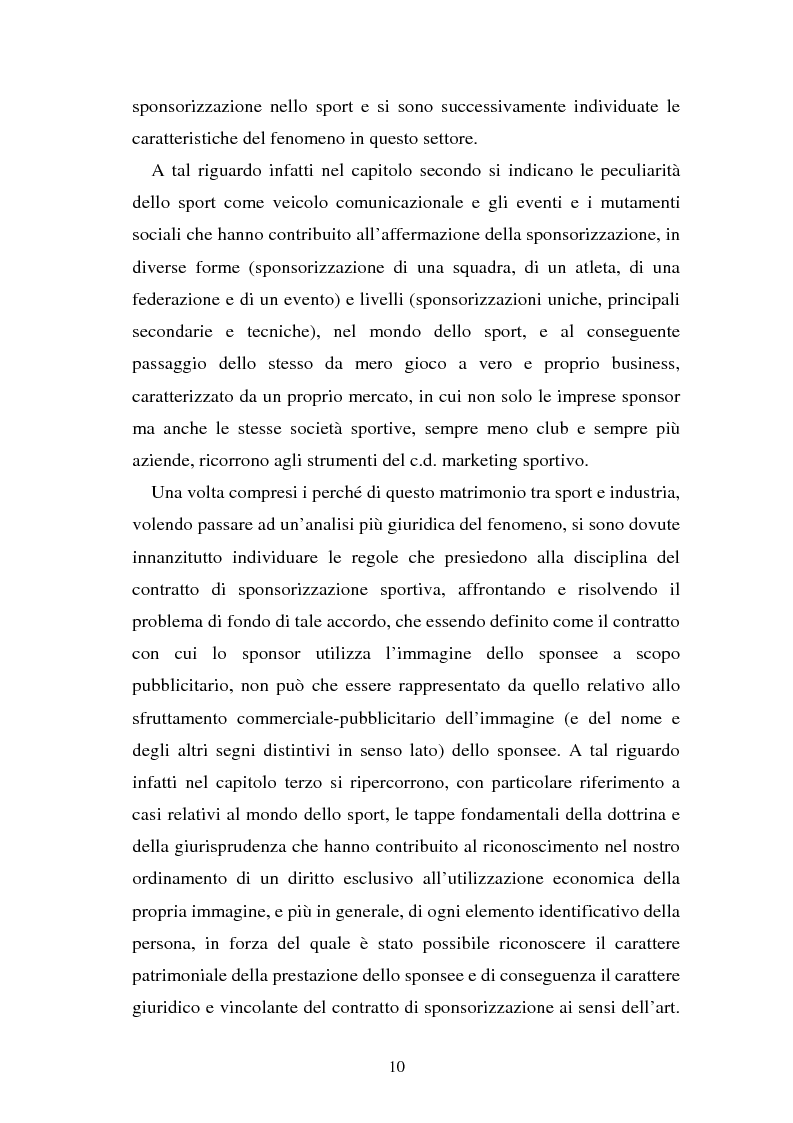 Anteprima della tesi: Sponsorizzazione e cessione d'immagine in ambito sportivo. Aspetti civilistici e profili di comparazione, Pagina 3