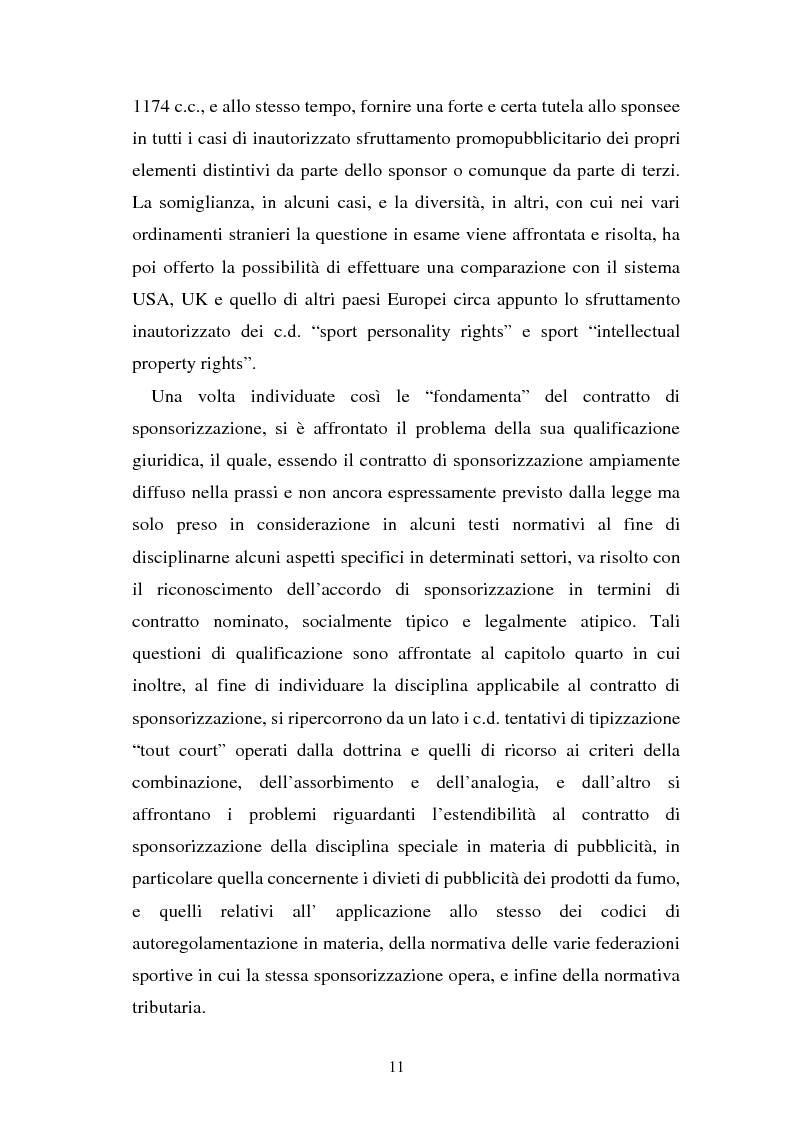 Anteprima della tesi: Sponsorizzazione e cessione d'immagine in ambito sportivo. Aspetti civilistici e profili di comparazione, Pagina 4