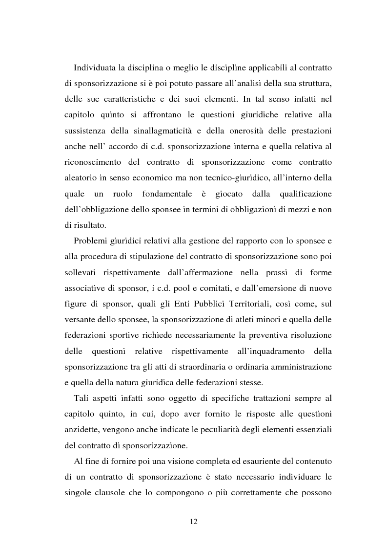 Anteprima della tesi: Sponsorizzazione e cessione d'immagine in ambito sportivo. Aspetti civilistici e profili di comparazione, Pagina 5