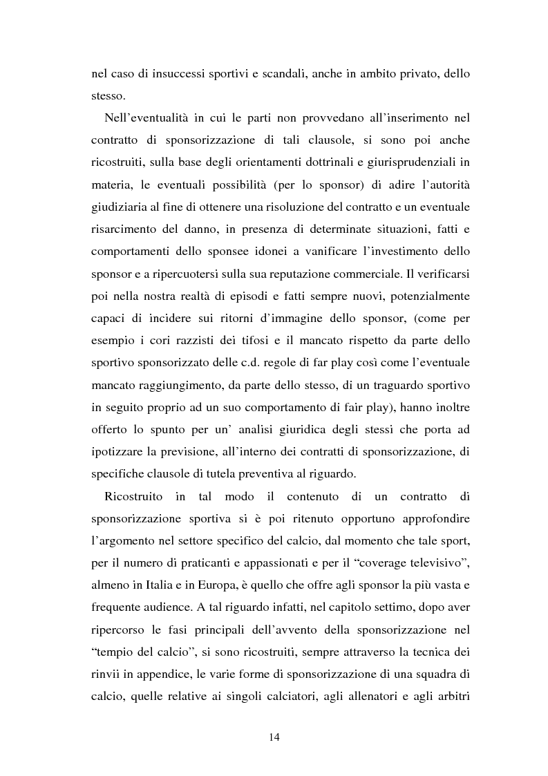 Anteprima della tesi: Sponsorizzazione e cessione d'immagine in ambito sportivo. Aspetti civilistici e profili di comparazione, Pagina 7