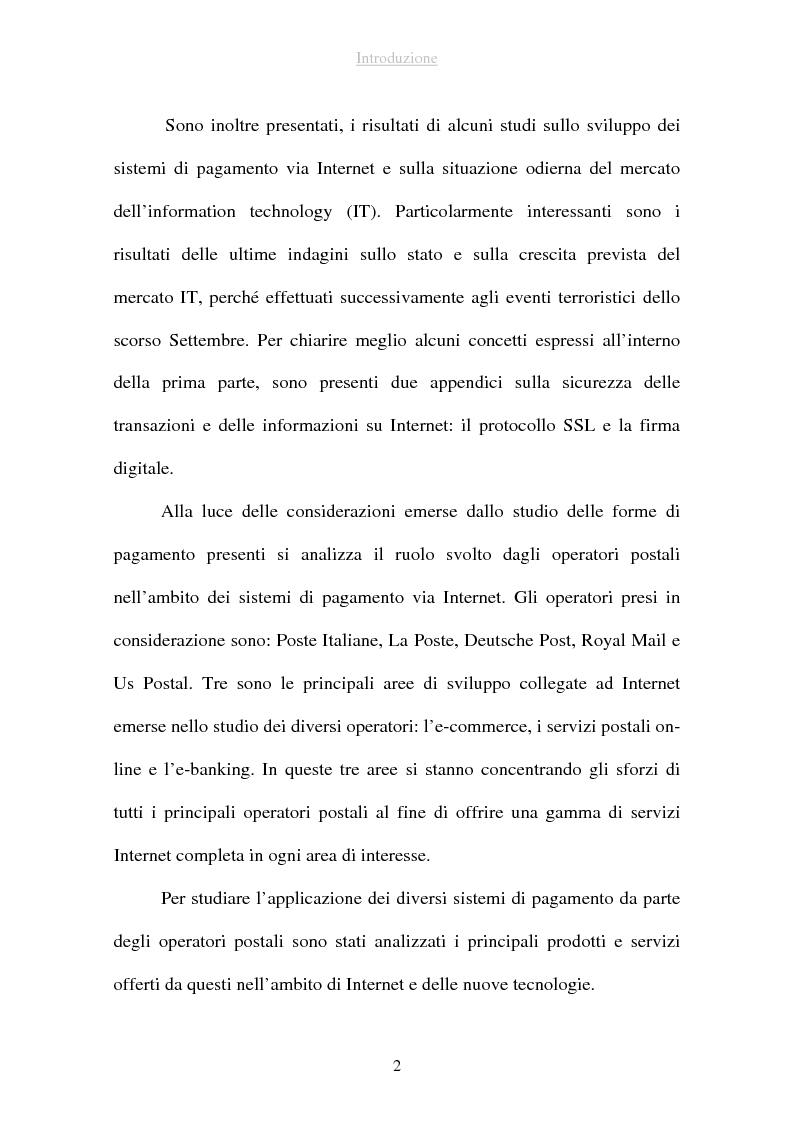 Anteprima della tesi: I sistemi di pagamento via Internet: il ruolo delle poste, Pagina 2