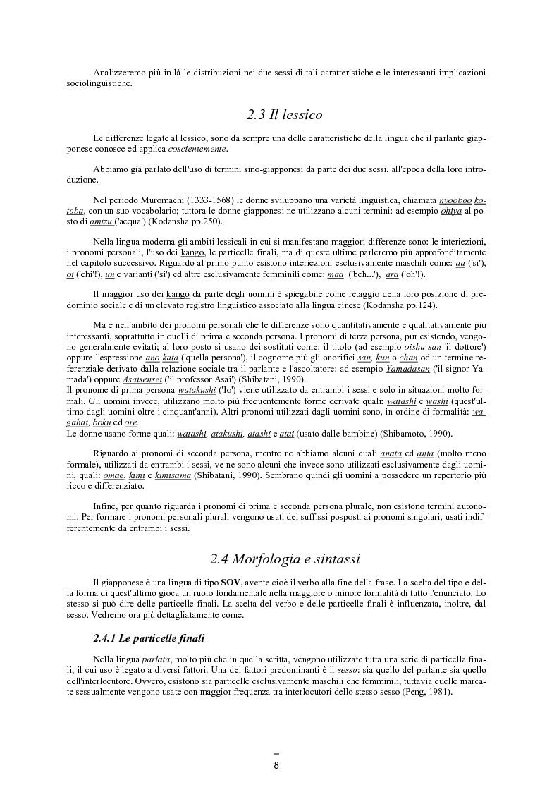 Anteprima della tesi: Il linguaggio maschile nella lingua giapponese moderna, Pagina 7