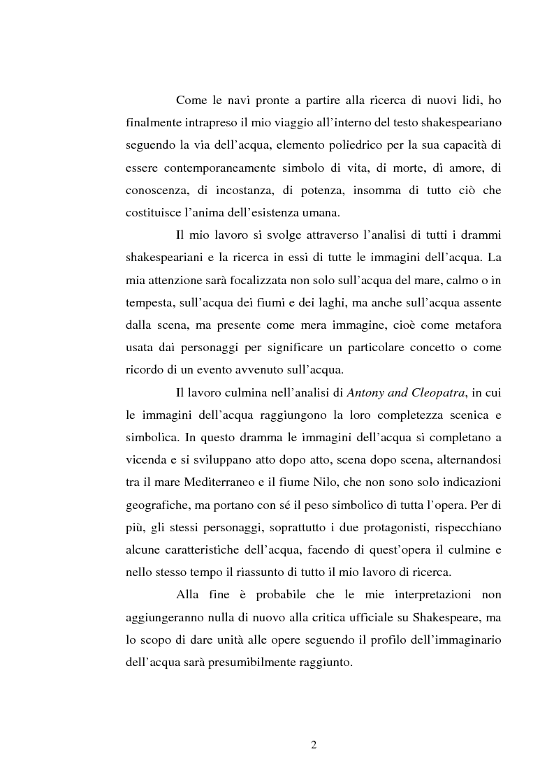 Anteprima della tesi: Le immagini dell'acqua nel teatro di William Shakespeare, Pagina 2