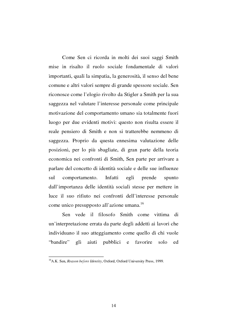 Anteprima della tesi: Amartya Sen lettore di Smith. Osservazioni sulla globalizzazione, Pagina 14