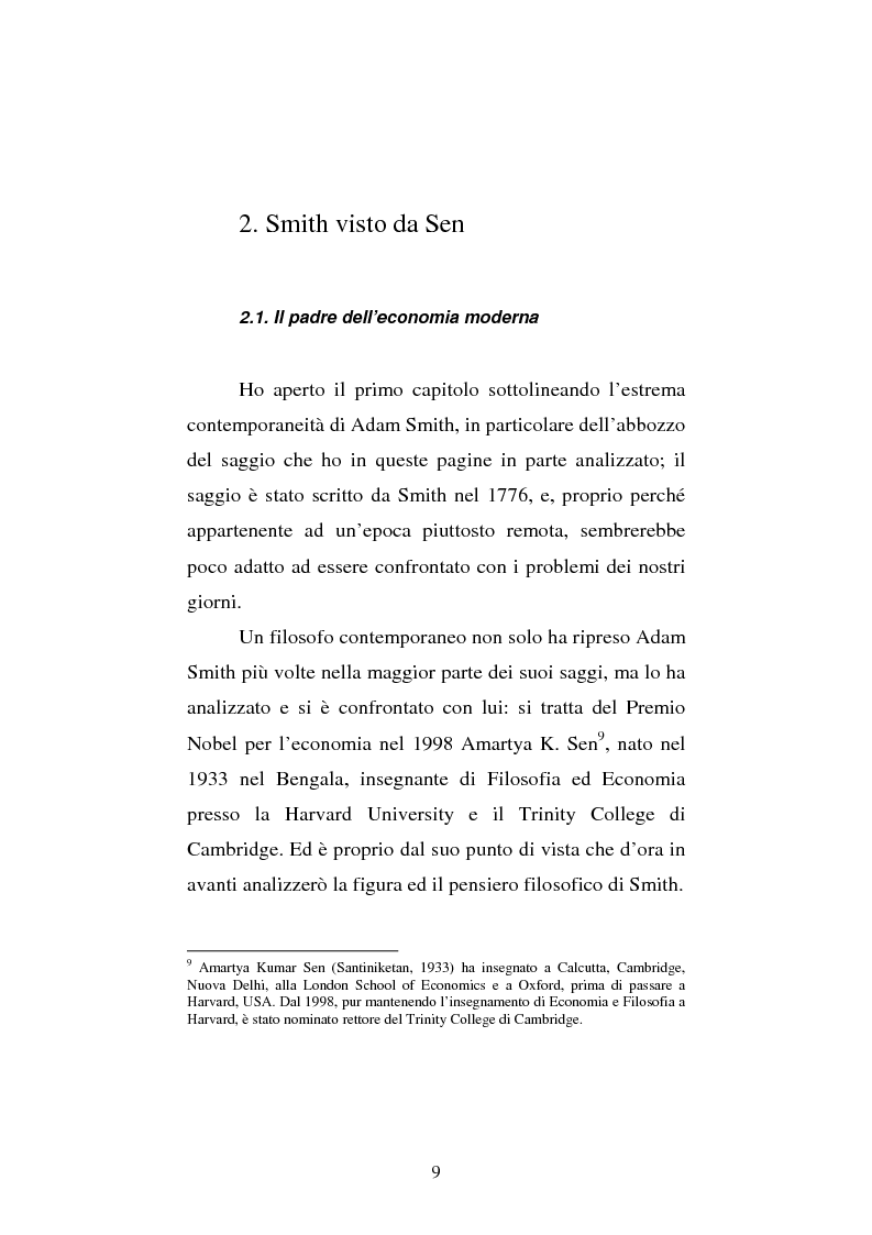 Anteprima della tesi: Amartya Sen lettore di Smith. Osservazioni sulla globalizzazione, Pagina 9