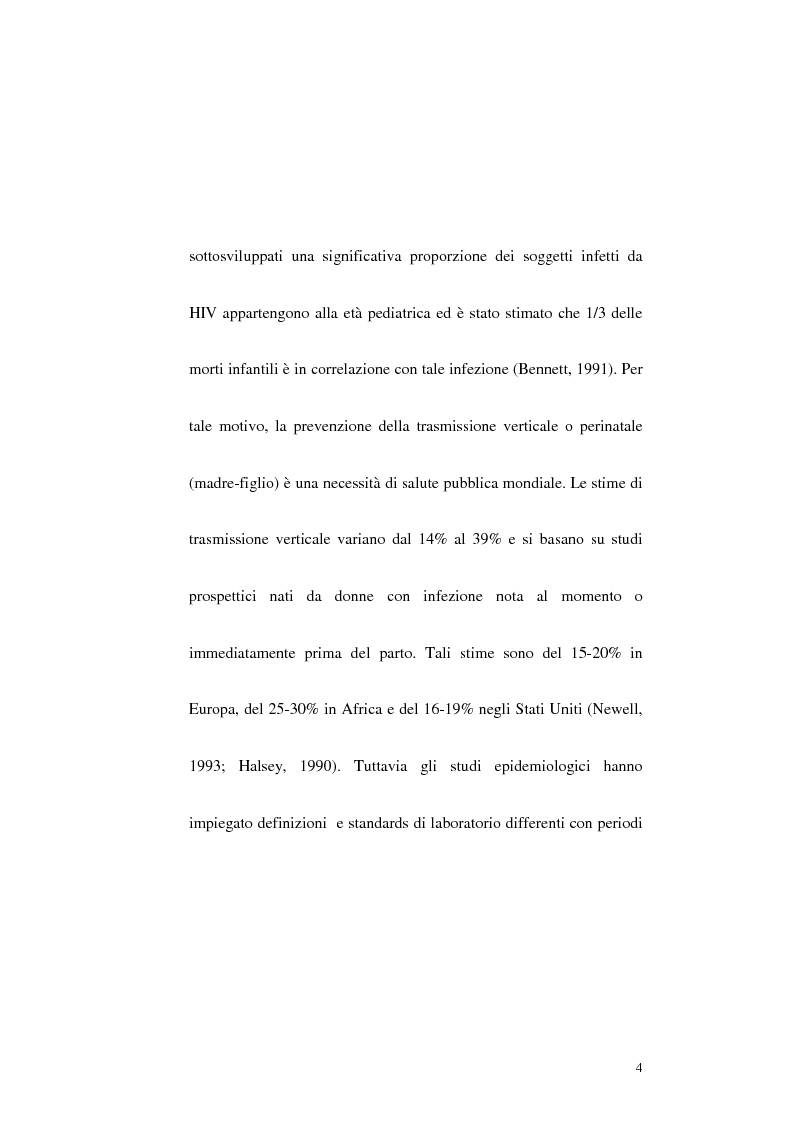 Anteprima della tesi: Riduzione della trasmissione verticale del virus HIV-1 mediante la modalità di espletamento del parto, Pagina 2