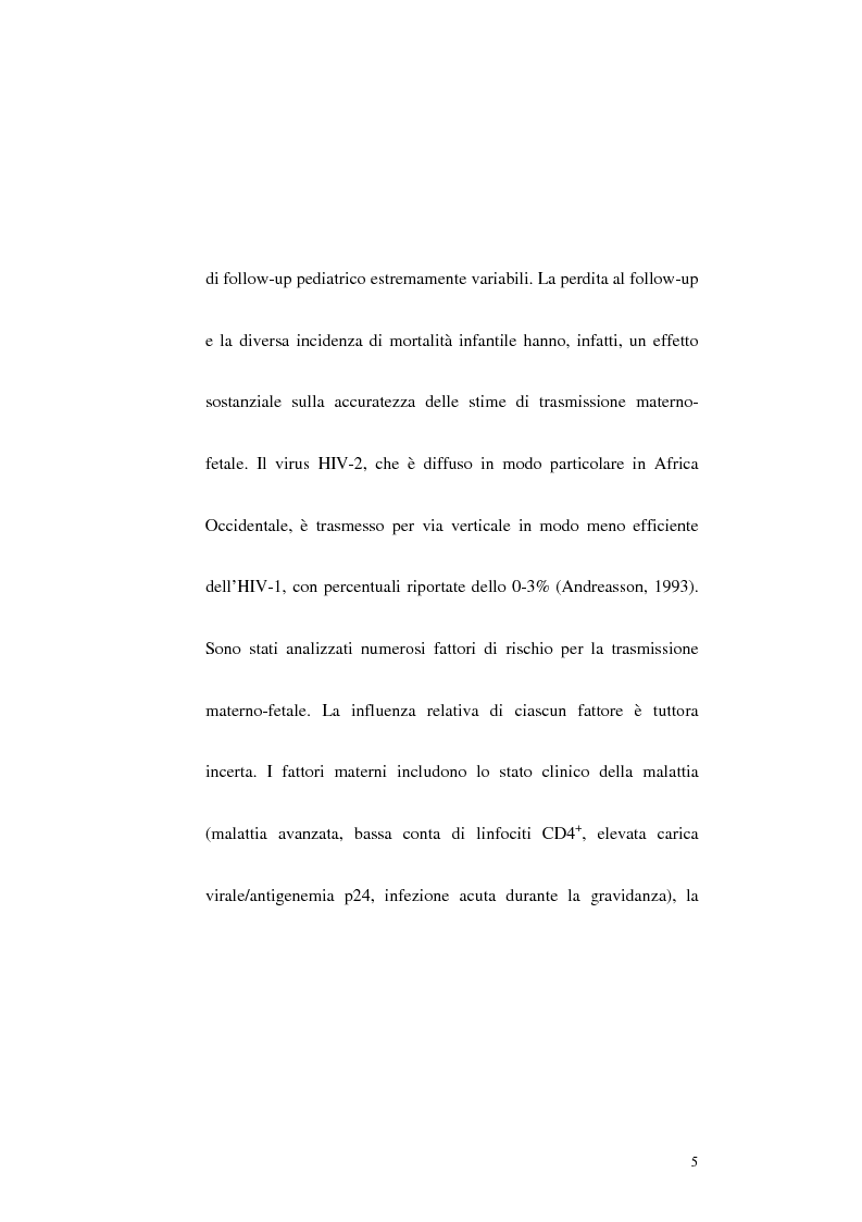 Anteprima della tesi: Riduzione della trasmissione verticale del virus HIV-1 mediante la modalità di espletamento del parto, Pagina 3