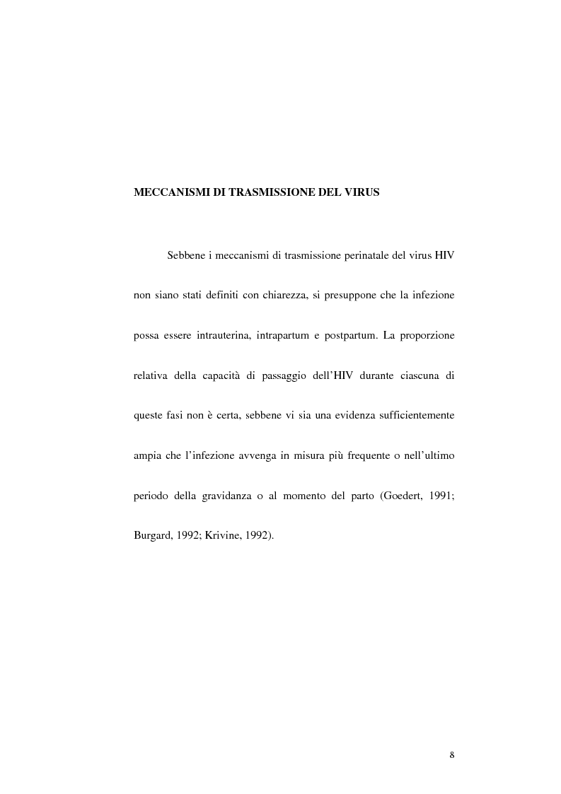 Anteprima della tesi: Riduzione della trasmissione verticale del virus HIV-1 mediante la modalità di espletamento del parto, Pagina 6