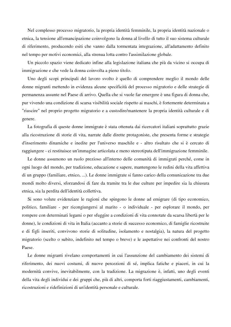 Anteprima della tesi: L'immigrazione femminile in Italia, Pagina 2