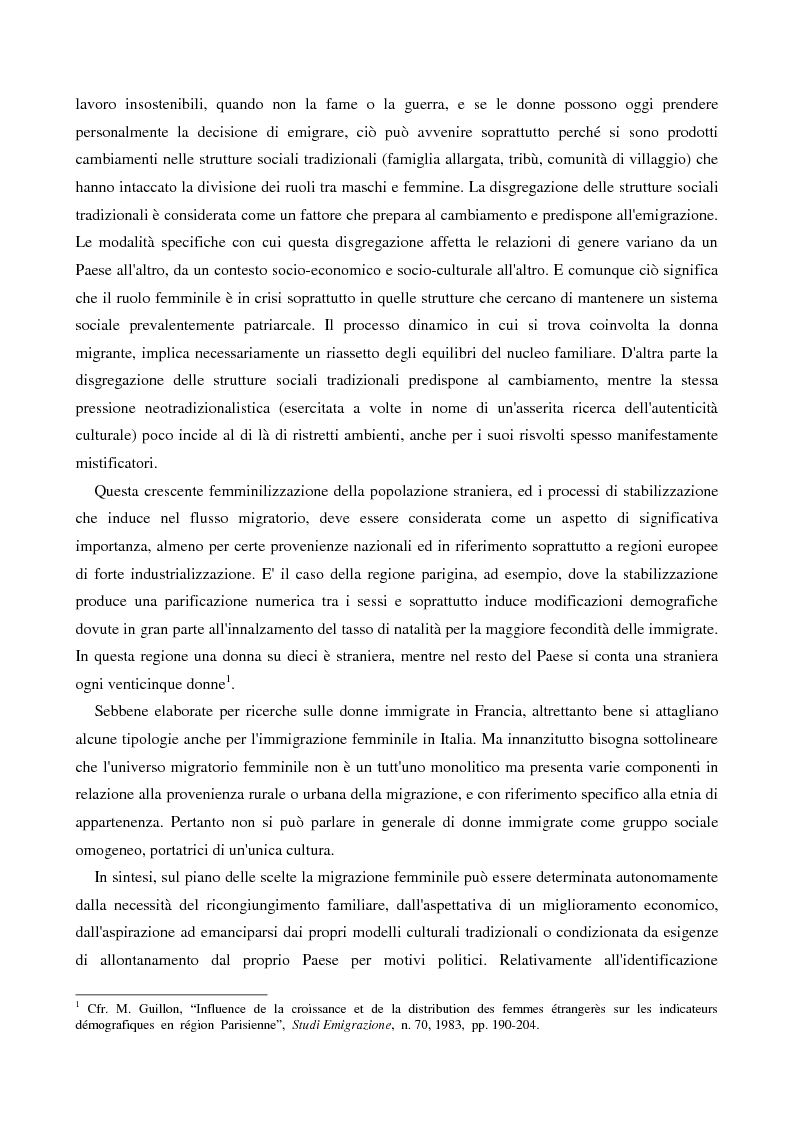 Anteprima della tesi: L'immigrazione femminile in Italia, Pagina 9