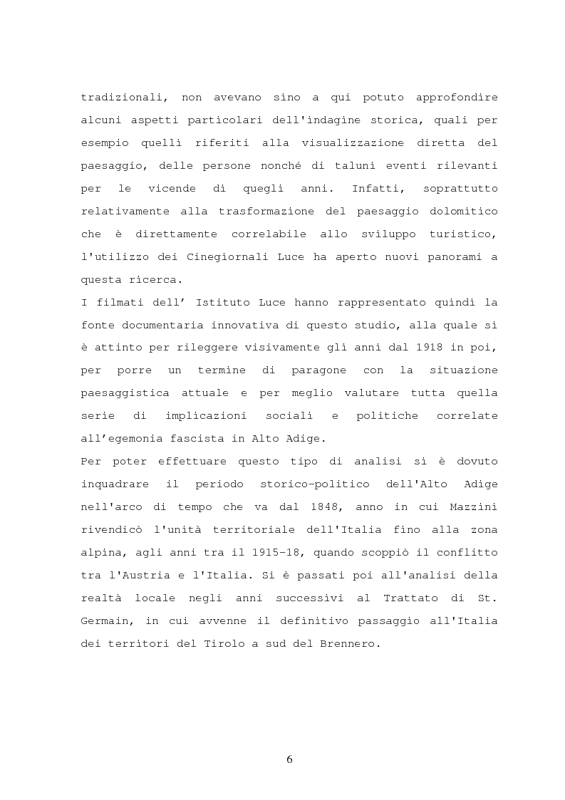 Anteprima della tesi: Il turismo nelle località dolomitiche nel Ventennio attraverso l'analisi dei cinegiornali Luce, Pagina 4