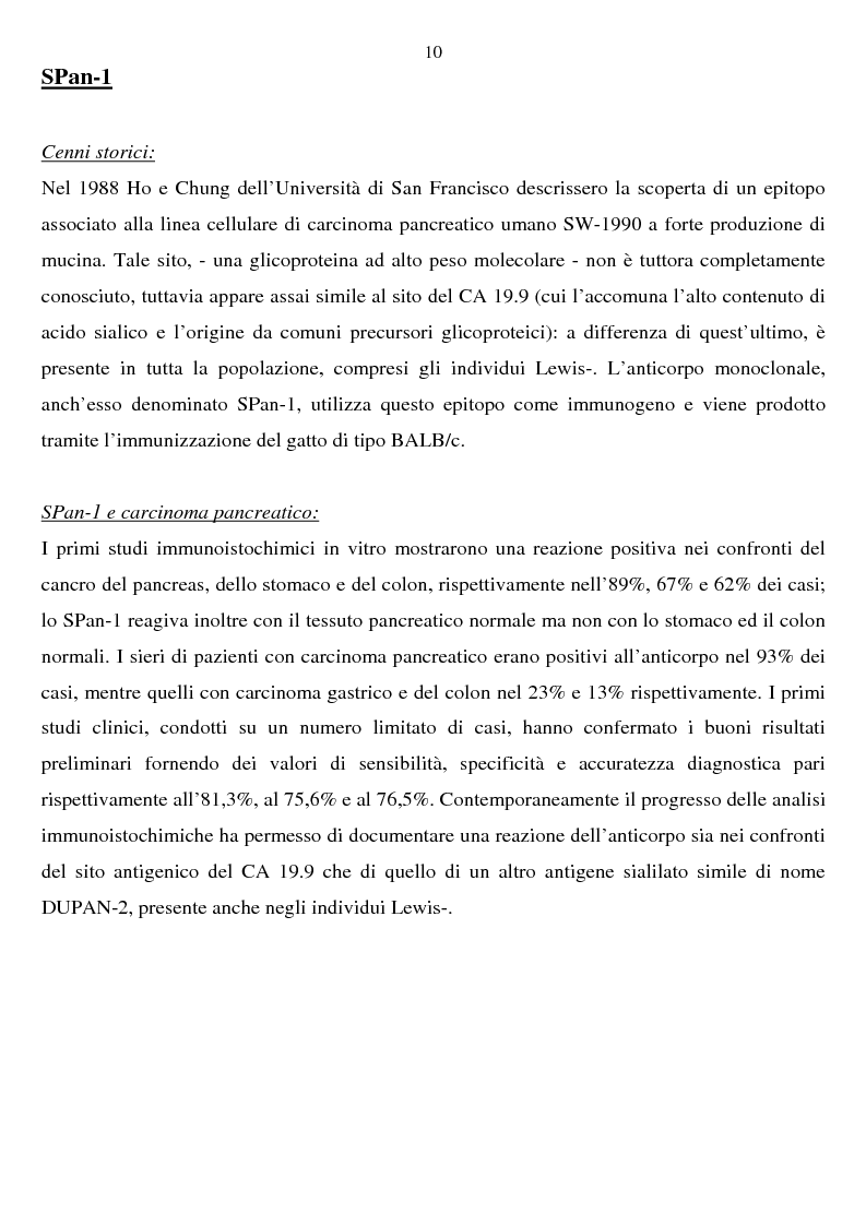 Anteprima della tesi: Valutazione clinica dell'anticorpo monoclonale SPan-1 nella diagnosi di adenocarcinoma pancreatico esocrino, Pagina 6
