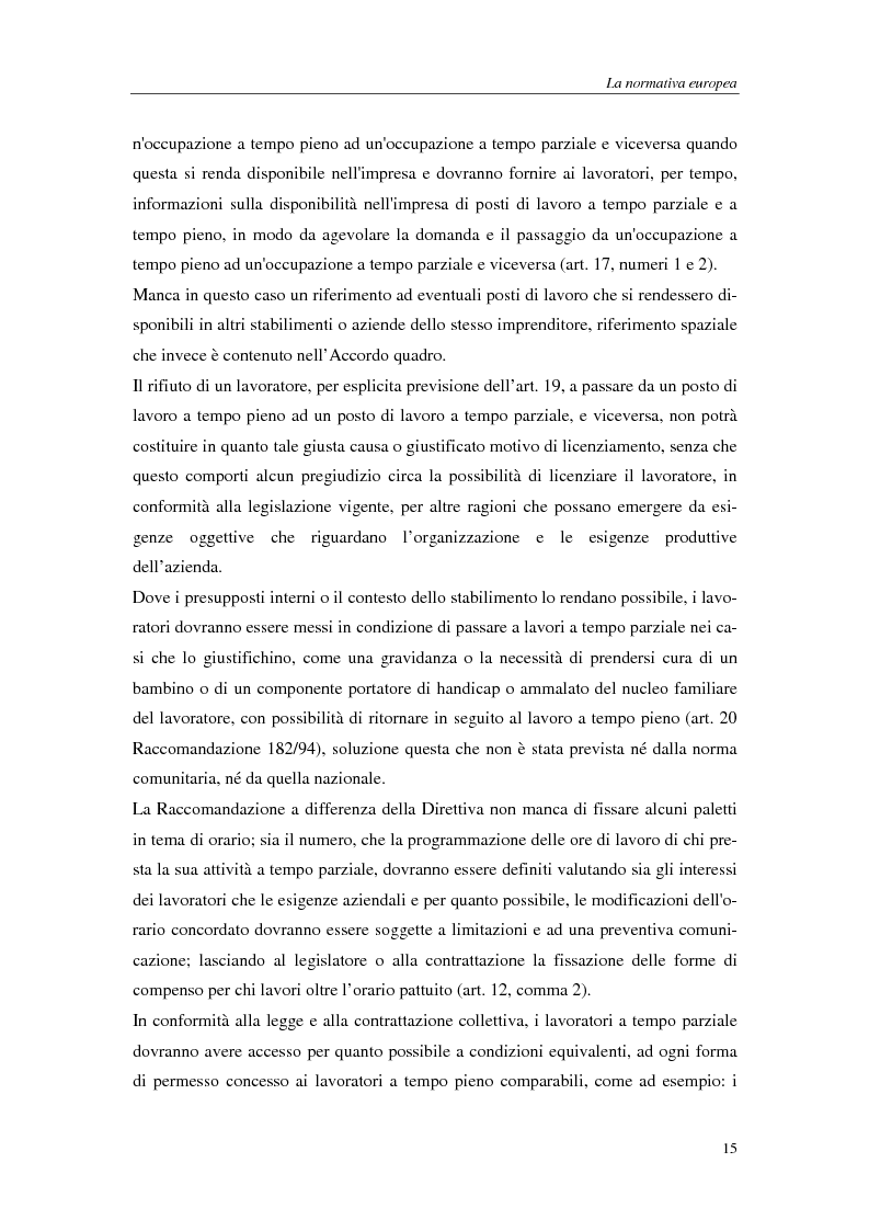Anteprima della tesi: Il lavoro a tempo parziale: recepimento della direttiva 97/81/Ce nell'ordinamento giuridico italiano e della Gran Bretagna, Pagina 10