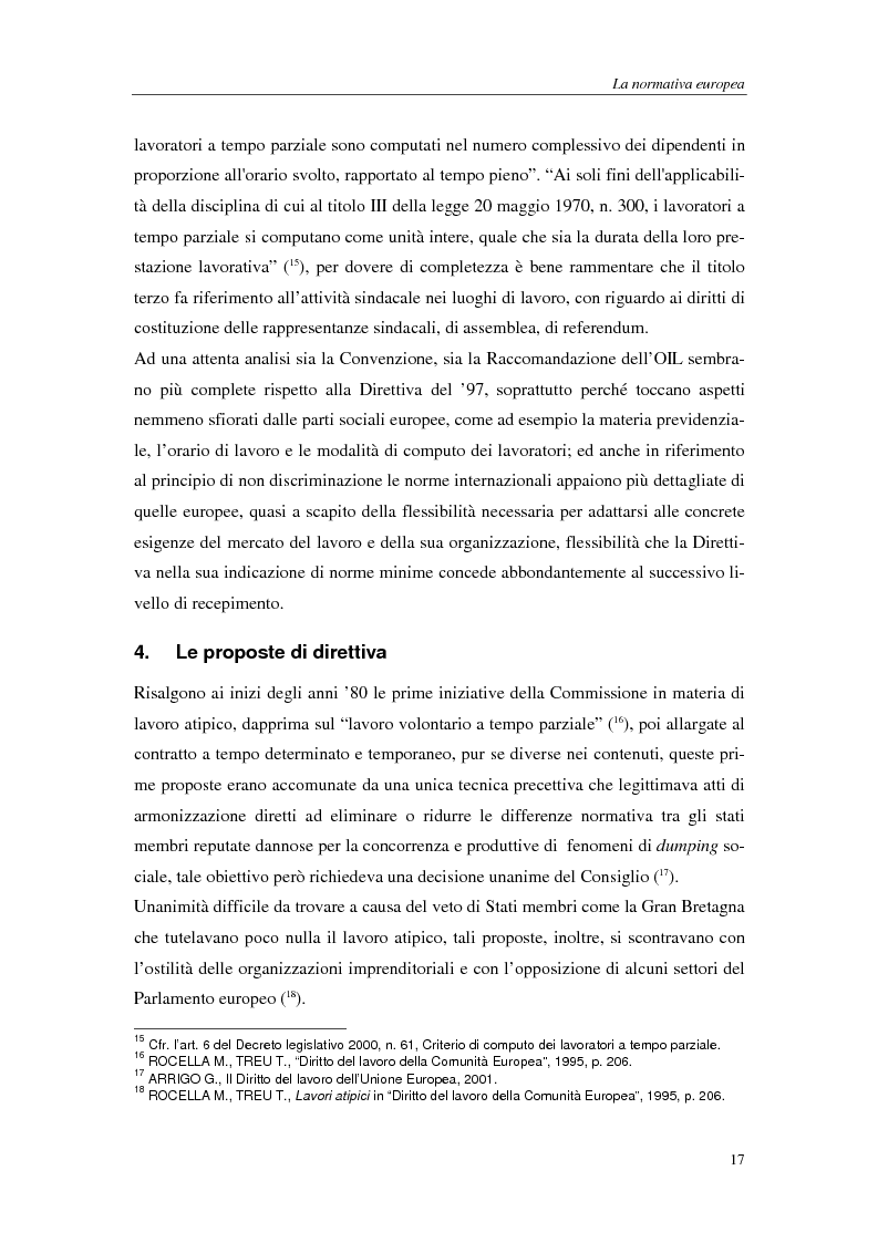 Anteprima della tesi: Il lavoro a tempo parziale: recepimento della direttiva 97/81/Ce nell'ordinamento giuridico italiano e della Gran Bretagna, Pagina 12