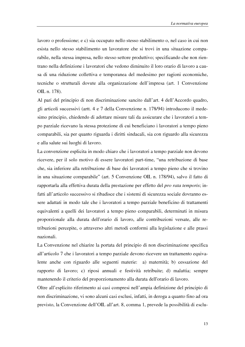 Anteprima della tesi: Il lavoro a tempo parziale: recepimento della direttiva 97/81/Ce nell'ordinamento giuridico italiano e della Gran Bretagna, Pagina 8