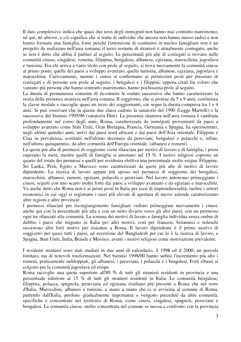 Anteprima della tesi: Le comunità straniere nell'area romana: caratteristiche e processi d'integrazione, Pagina 3