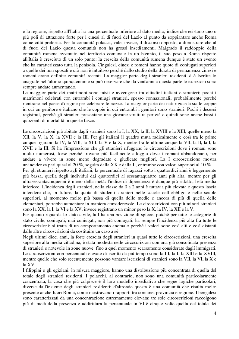 Anteprima della tesi: Le comunità straniere nell'area romana: caratteristiche e processi d'integrazione, Pagina 4