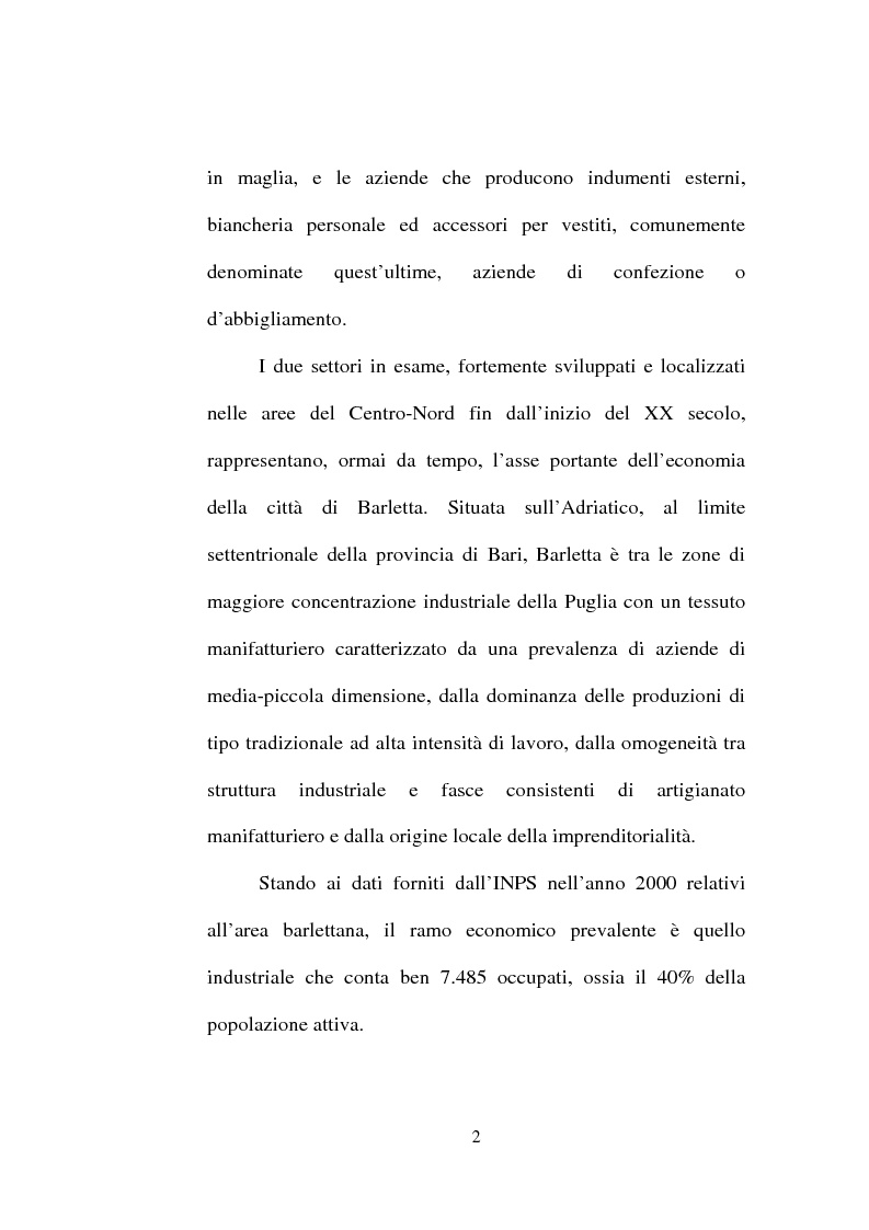 Anteprima della tesi: Evoluzione del settore calzaturiero e tessile a Barletta dagli anni '70 agli anni '90, Pagina 2