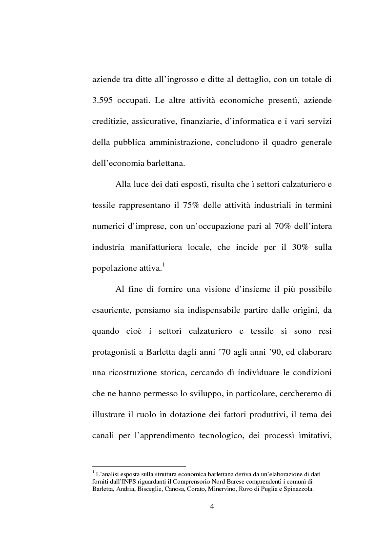Anteprima della tesi: Evoluzione del settore calzaturiero e tessile a Barletta dagli anni '70 agli anni '90, Pagina 4