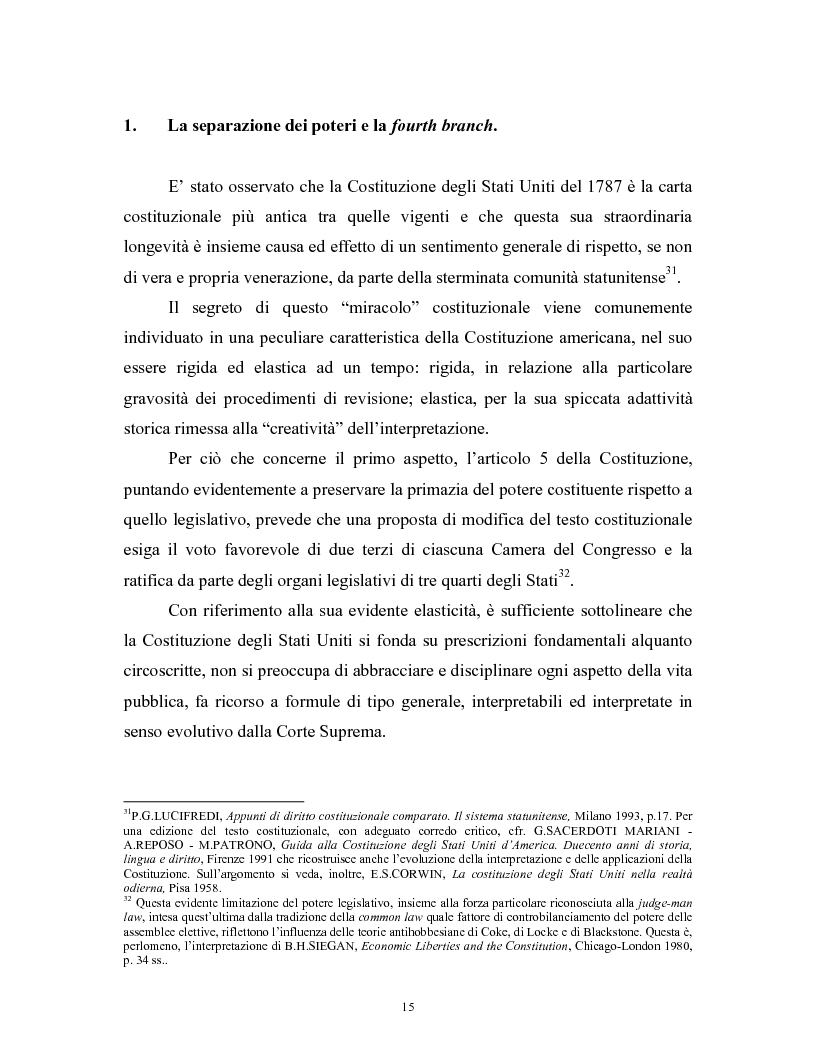 Anteprima della tesi: Il modello delle amministrazioni indipendenti in Italia e negli Stati Uniti. Profili comparati di disciplina della concorrenza., Pagina 11