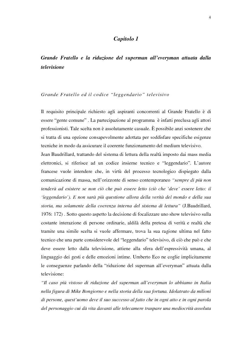 Anteprima della tesi: Grande Fratello: un prototipo di merce simbolica a distribuzione globale, Pagina 4