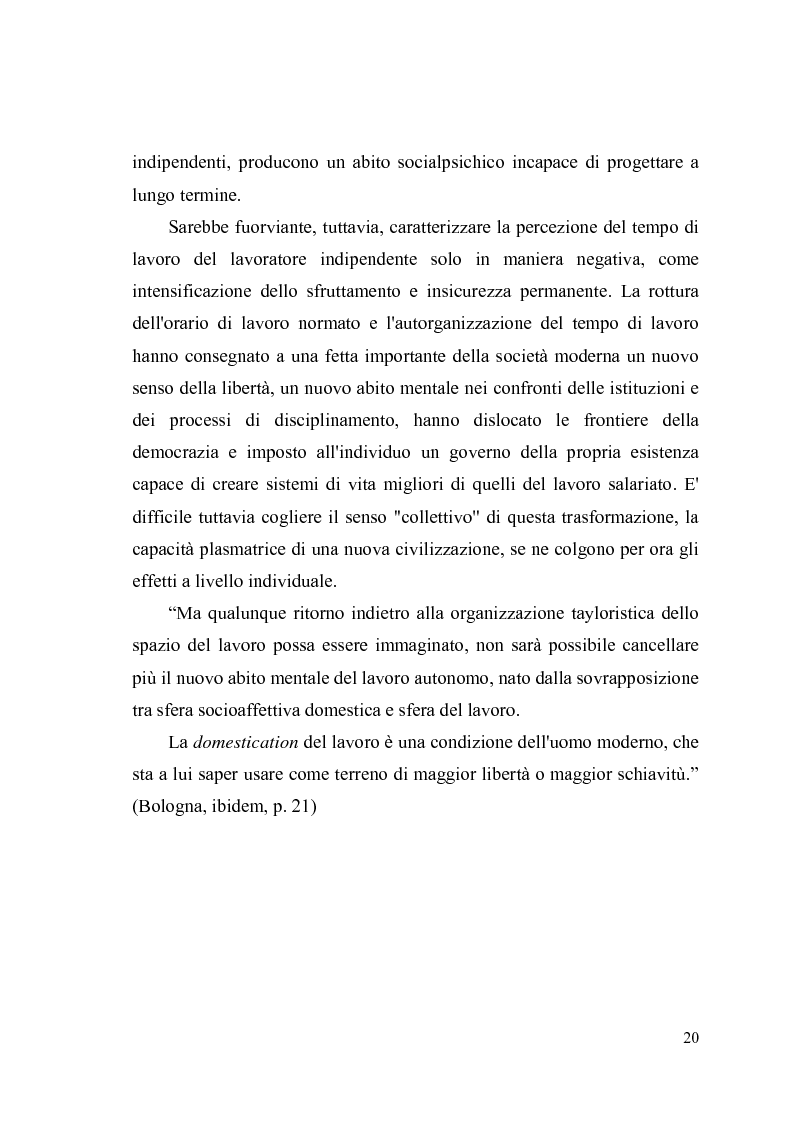Anteprima della tesi: Giovani, lavoro e qualità della vita. Indagine esplorativa condotta su un campione di lavoratori autonomi e dipendenti, Pagina 17