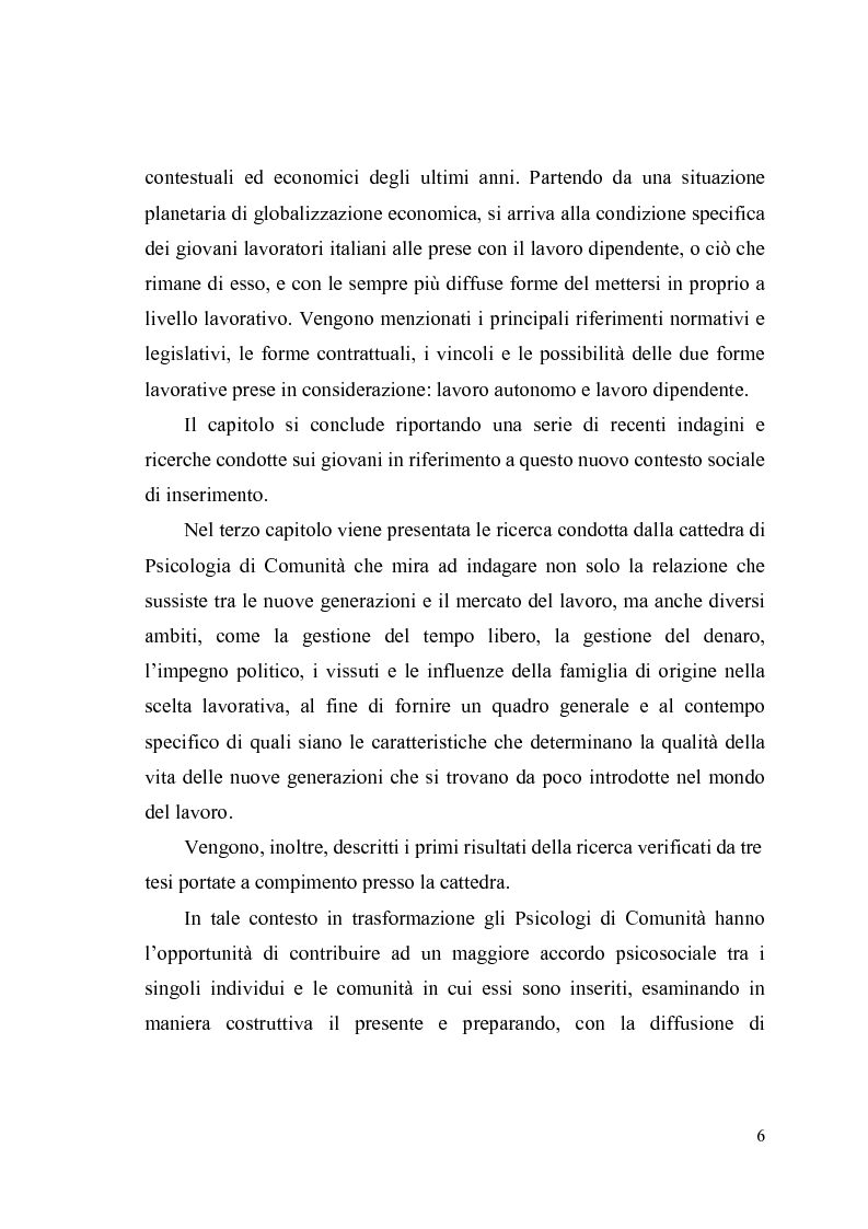 Anteprima della tesi: Giovani, lavoro e qualità della vita. Indagine esplorativa condotta su un campione di lavoratori autonomi e dipendenti, Pagina 3