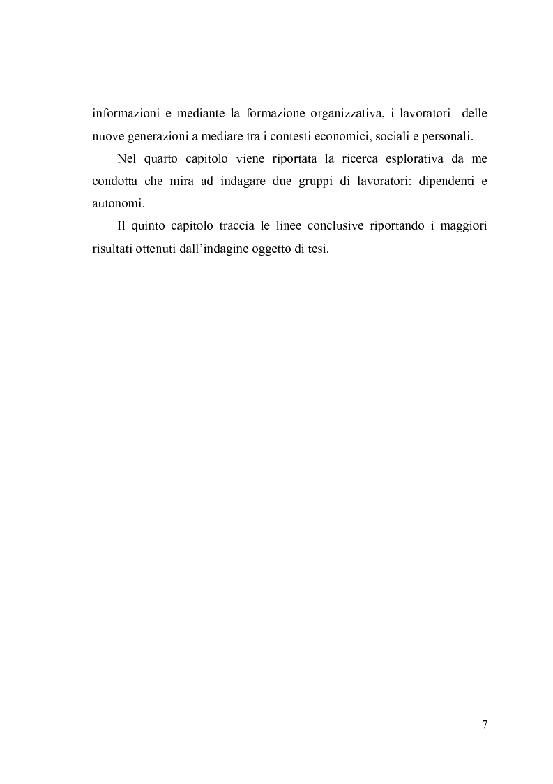 Anteprima della tesi: Giovani, lavoro e qualità della vita. Indagine esplorativa condotta su un campione di lavoratori autonomi e dipendenti, Pagina 4
