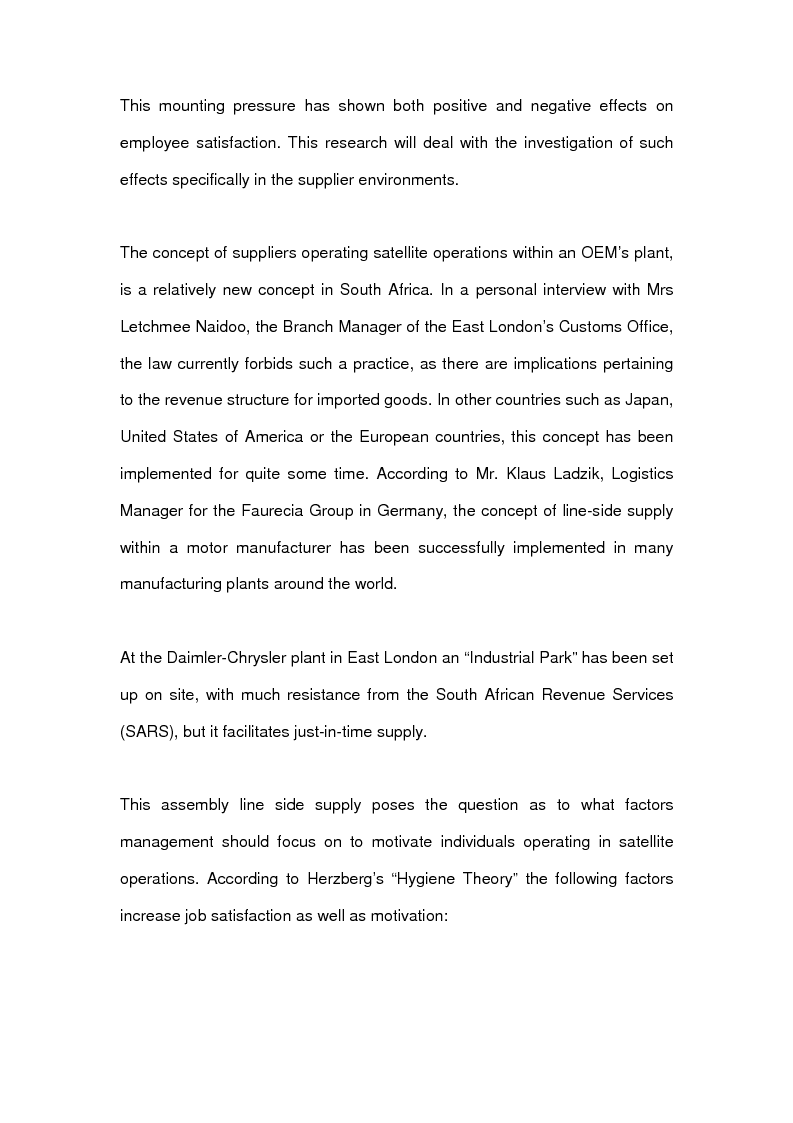 Anteprima della tesi: The effects of line-side supply on individuals employed in satellite operations within automotive maunfacturers, Pagina 2