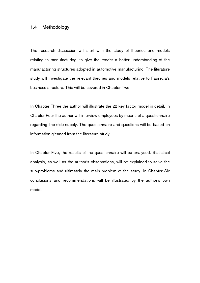 Anteprima della tesi: The effects of line-side supply on individuals employed in satellite operations within automotive maunfacturers, Pagina 6