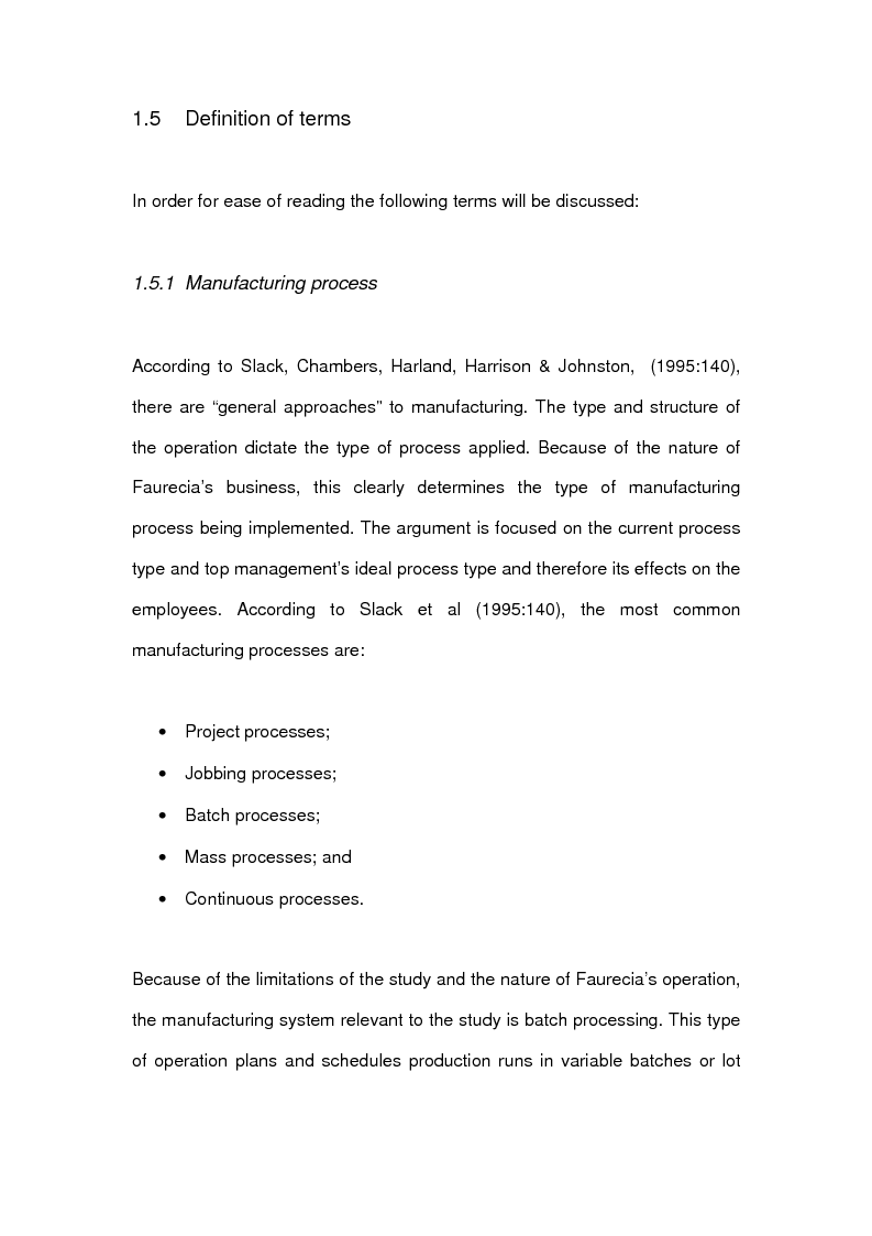 Anteprima della tesi: The effects of line-side supply on individuals employed in satellite operations within automotive maunfacturers, Pagina 7