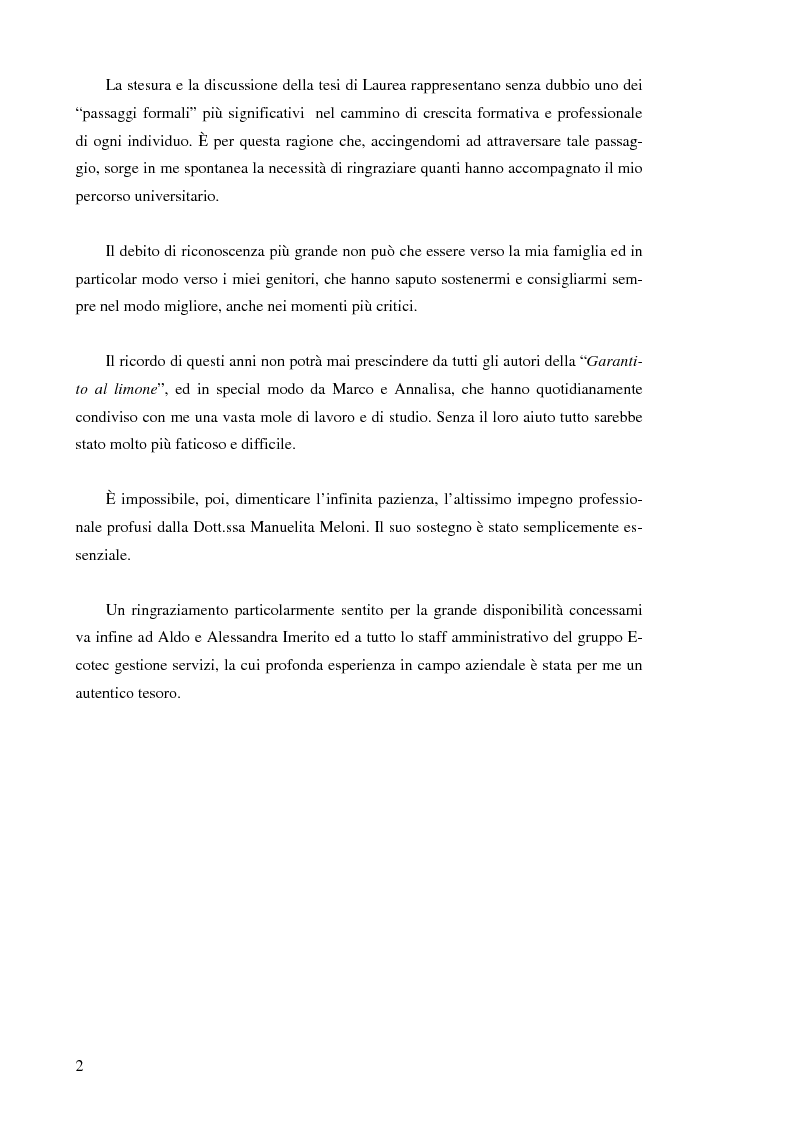 Anteprima della tesi: Il controllo di gestione nelle imprese che operano su commessa: il caso del Gruppo Ecotec, Pagina 2