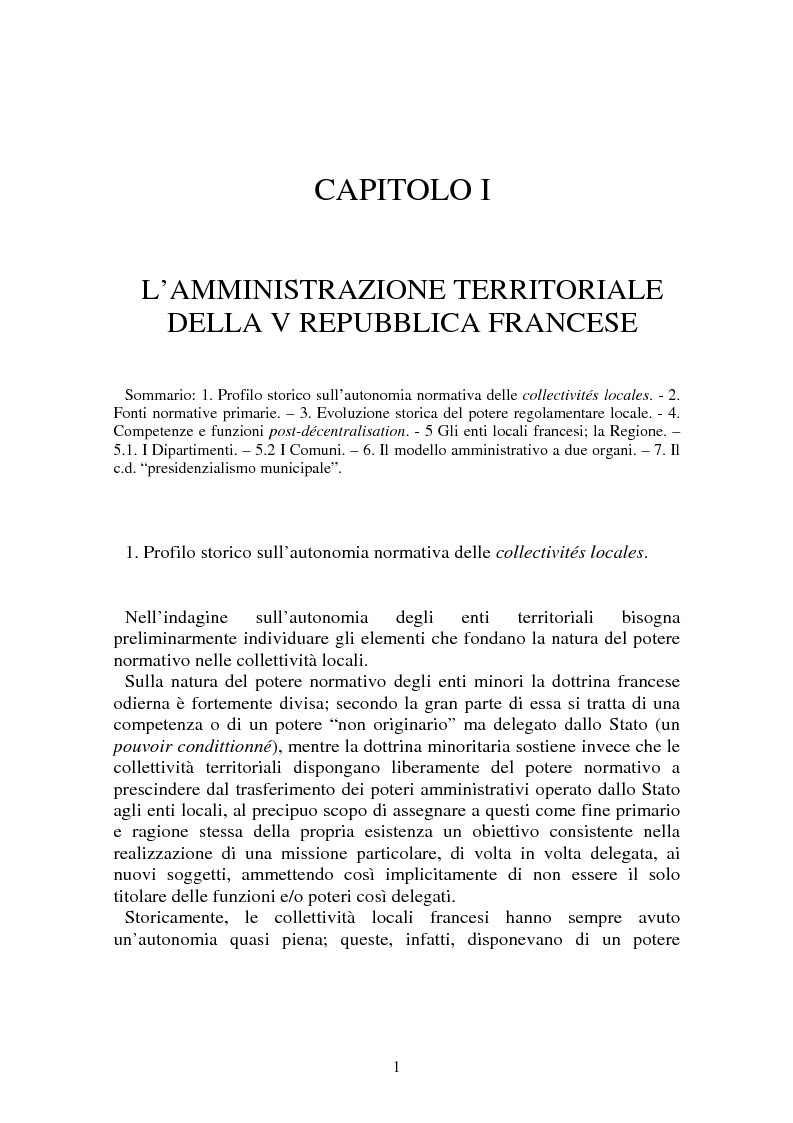 Anteprima della tesi: Procedimenti deliberativi negli enti locali; l'esperienza francese, Pagina 2