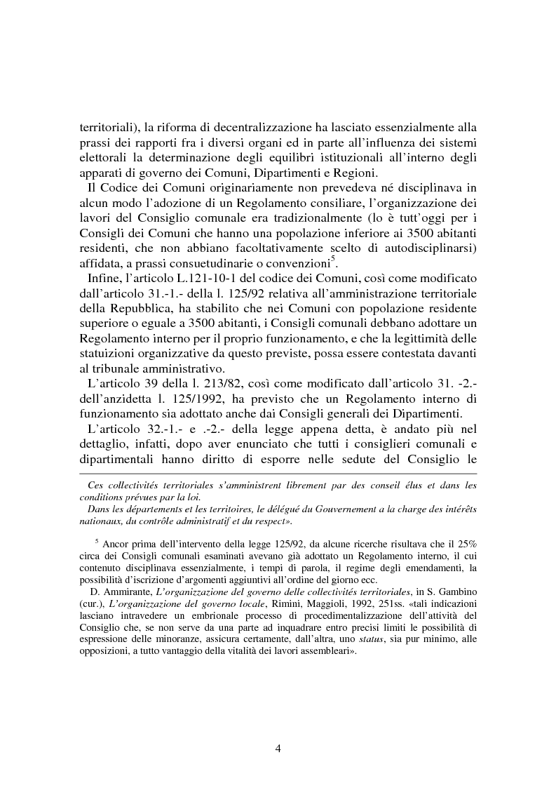 Anteprima della tesi: Procedimenti deliberativi negli enti locali; l'esperienza francese, Pagina 5
