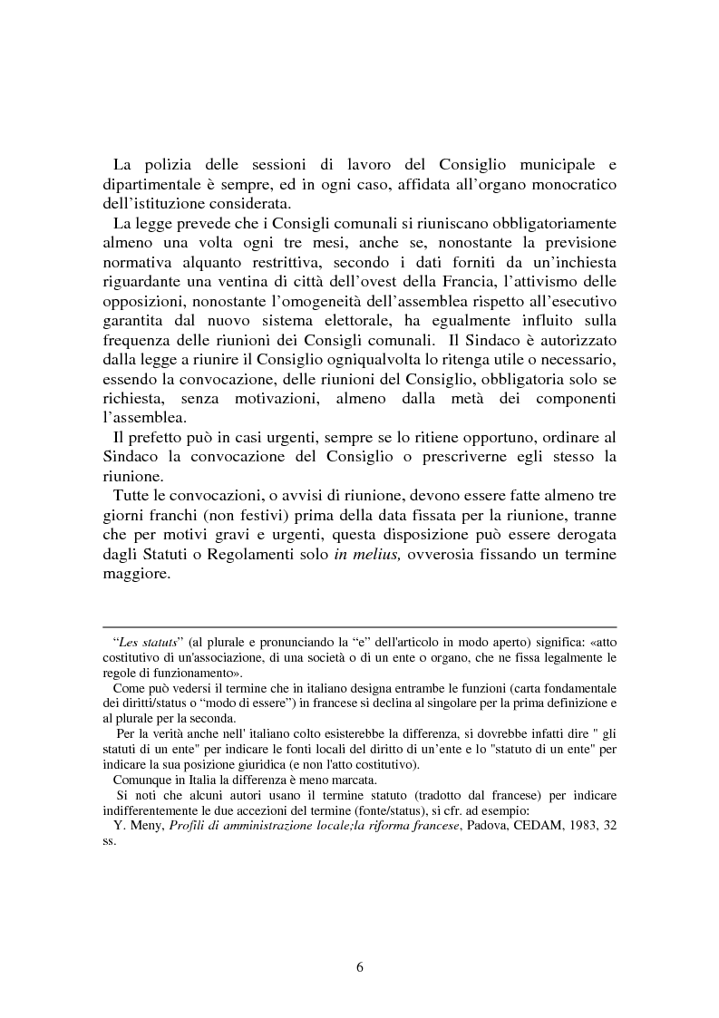 Anteprima della tesi: Procedimenti deliberativi negli enti locali; l'esperienza francese, Pagina 7