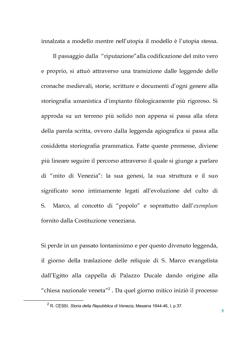 Anteprima della tesi: Tra politica e letteratura: il mito di Venezia, Pagina 2