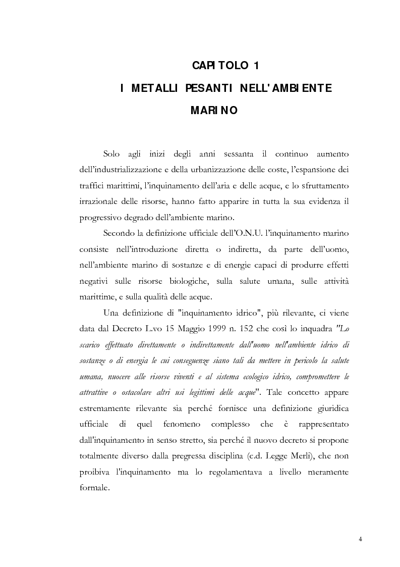 Anteprima della tesi: Valutazione dell'inquinamento da metalli pesanti nell'area antistante l'ex complesso industriale di Bagnoli, Pagina 4