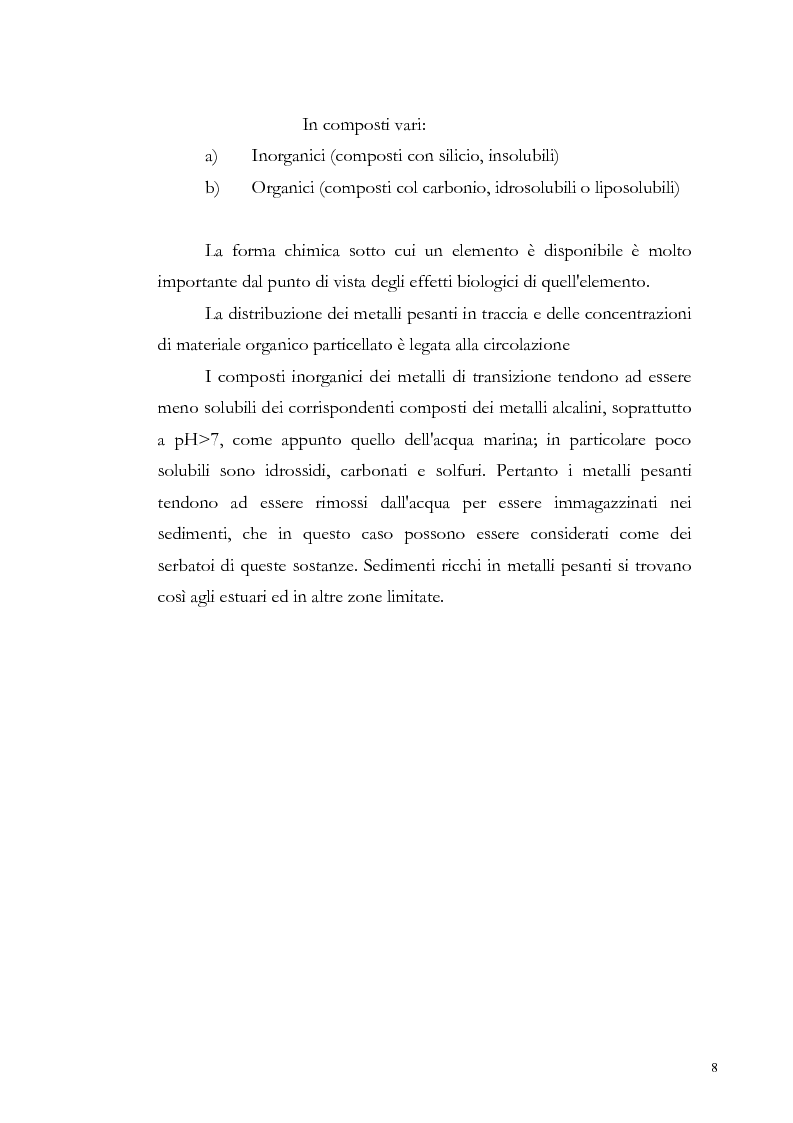 Anteprima della tesi: Valutazione dell'inquinamento da metalli pesanti nell'area antistante l'ex complesso industriale di Bagnoli, Pagina 8