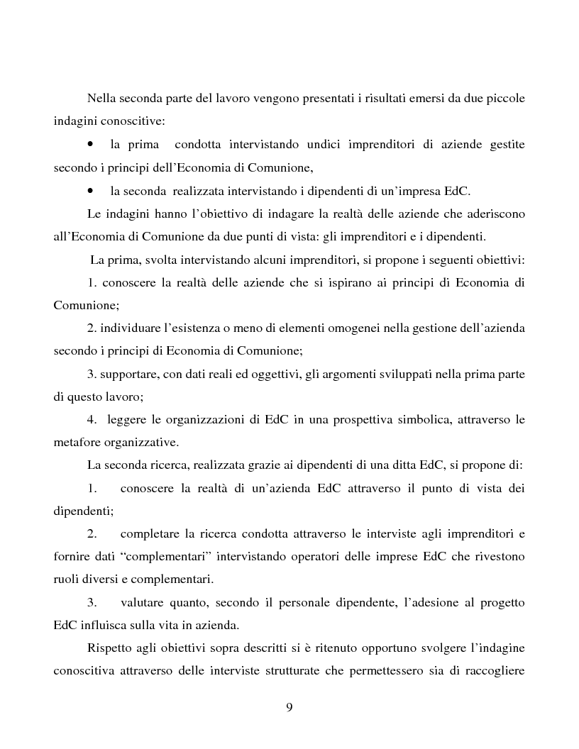 Anteprima della tesi: Le metafore organizzative nelle aziende di economia di comunione: tra metafora e realtà, Pagina 3