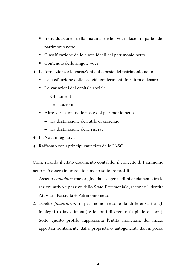 Anteprima della tesi: Il principio contabile n. 28 del Cndc e Cnr: il patrimonio netto. Aspetti contabili e fiscali, Pagina 4