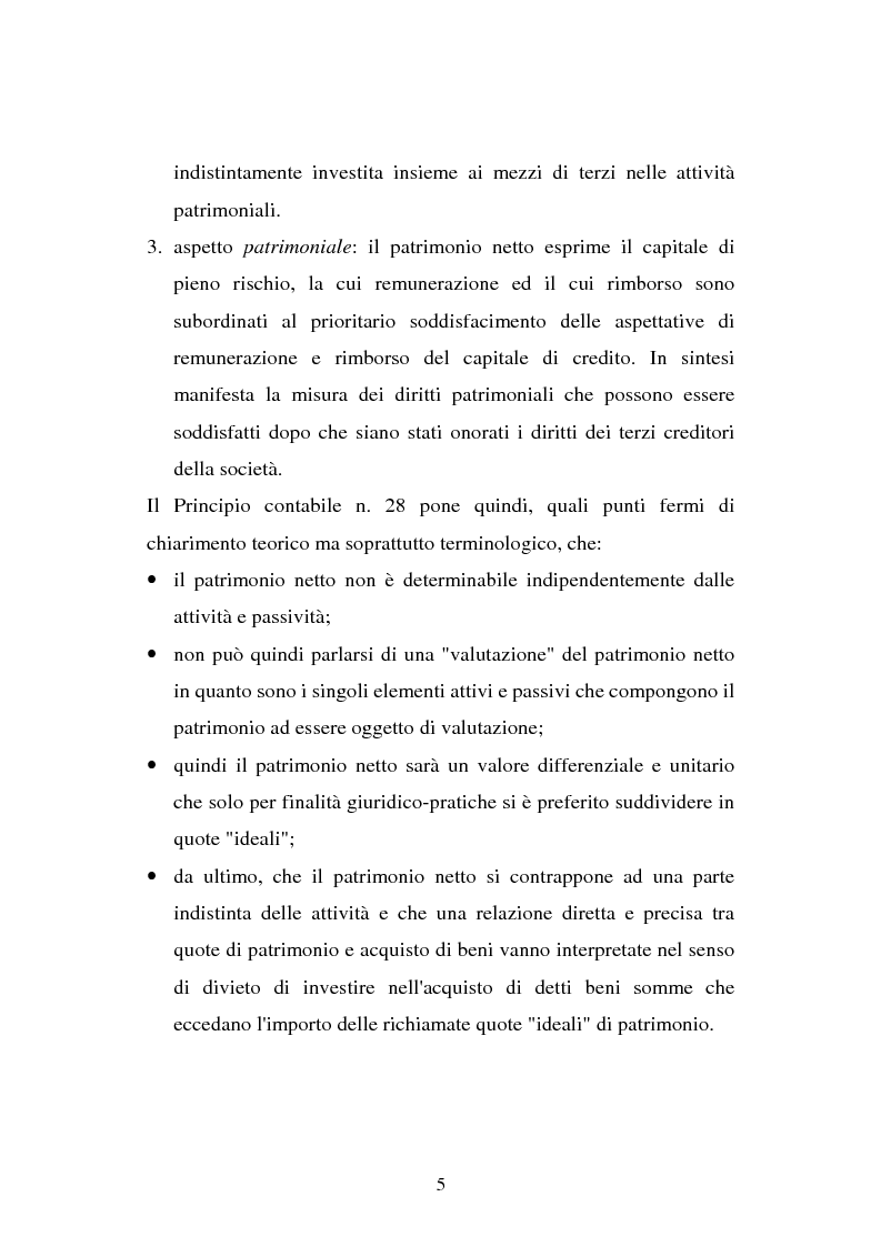 Anteprima della tesi: Il principio contabile n. 28 del Cndc e Cnr: il patrimonio netto. Aspetti contabili e fiscali, Pagina 5