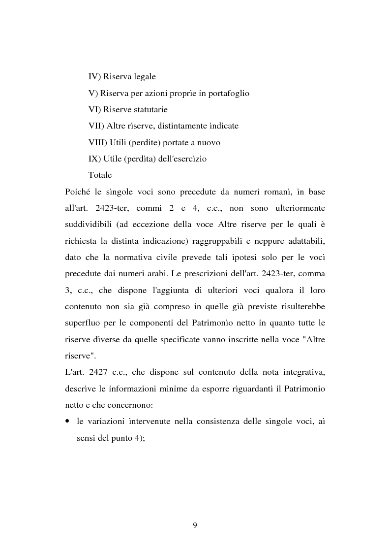 Anteprima della tesi: Il principio contabile n. 28 del Cndc e Cnr: il patrimonio netto. Aspetti contabili e fiscali, Pagina 9