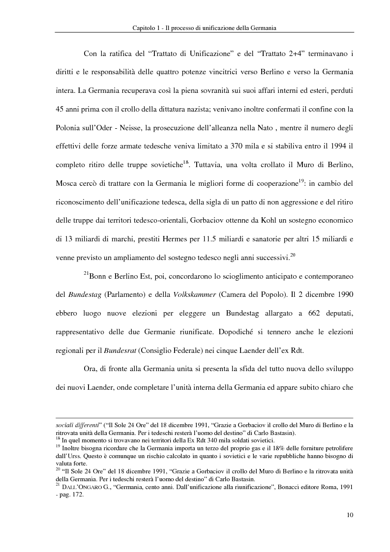Anteprima della tesi: Interventi economici e politici per lo sviluppo dei nuovi laender tedeschi, Pagina 10